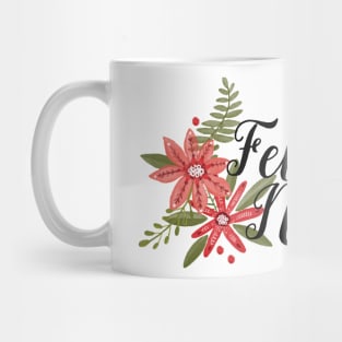 Feliz Navidad with Poinsettias Mug